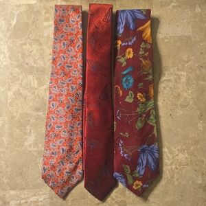 Three-Piece Men's Red Patterned Tie Set